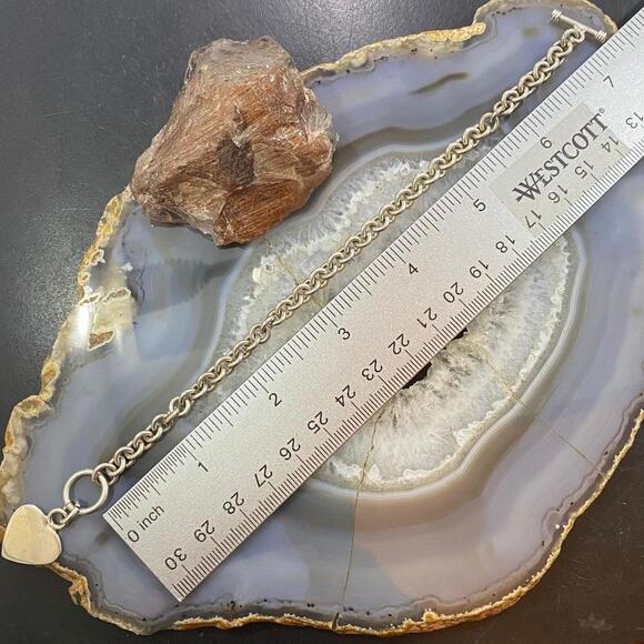 Sterling Silver Heart Charm Toggle Clasp Fashion Link Bracelet For Women - Picture 9 of 9